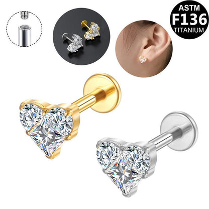 Labret aus TITAN mit Herz-Design