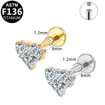 Labret aus TITAN mit Herz-Design