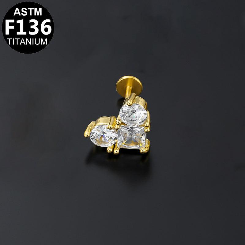 Labret aus TITAN mit Herz-Design