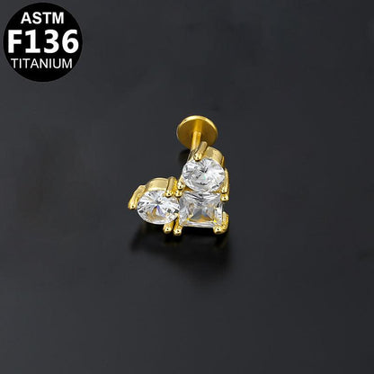 Labret aus TITAN mit Herz-Design