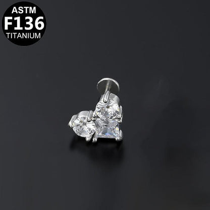 Labret aus TITAN mit Herz-Design