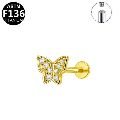 Labret aus Titan mit Schmetterling-Design