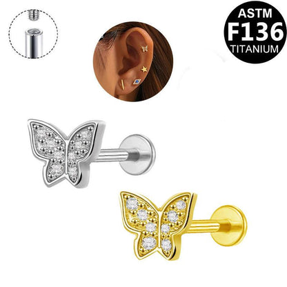 Labret aus Titan mit Schmetterling-Design