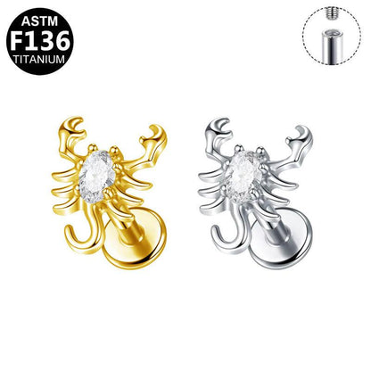 Labret aus Titan mit Skorpion Design