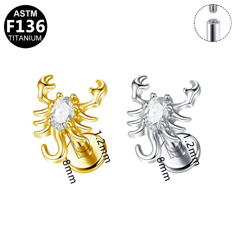 Labret aus Titan mit Skorpion Design