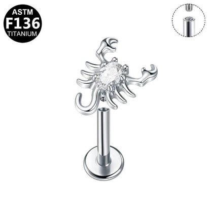Labret aus Titan mit Skorpion Design