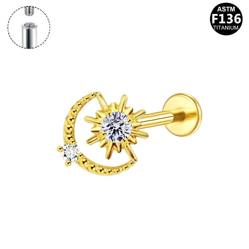 Labret aus Titan mit Sonne-Mond