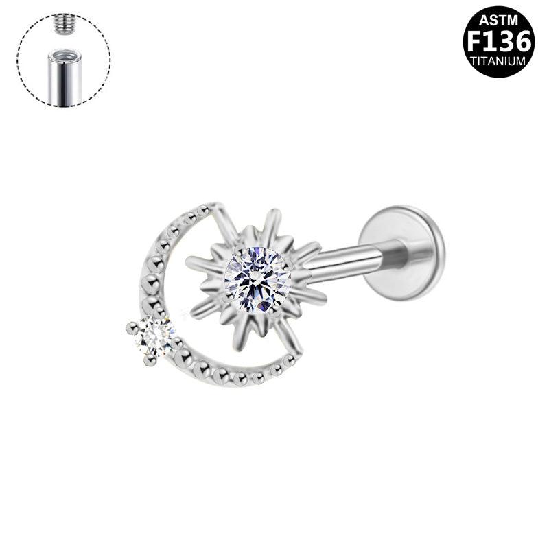 Labret aus Titan mit Sonne-Mond