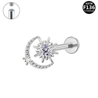 Labret aus Titan mit Sonne-Mond