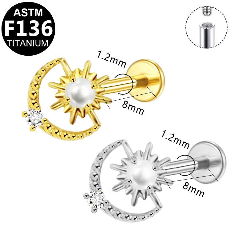 Labret aus Titan mit Sonne-Mond