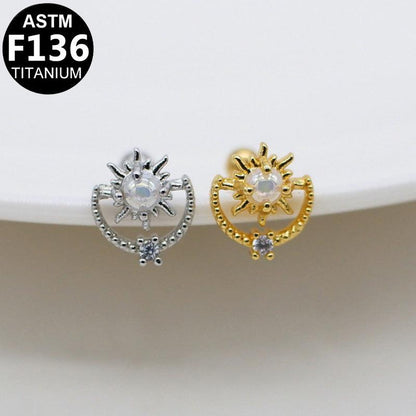 Labret aus Titan mit Sonne-Mond