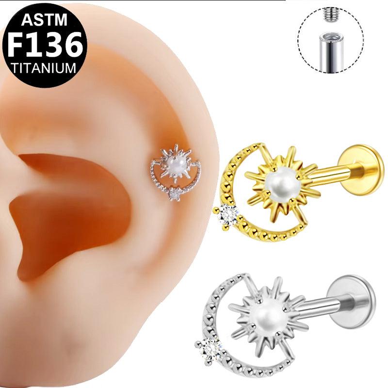 Labret aus Titan mit Sonne-Mond