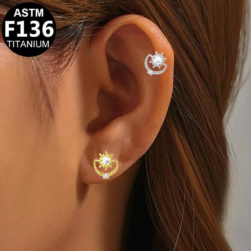 Labret aus Titan mit Sonne-Mond