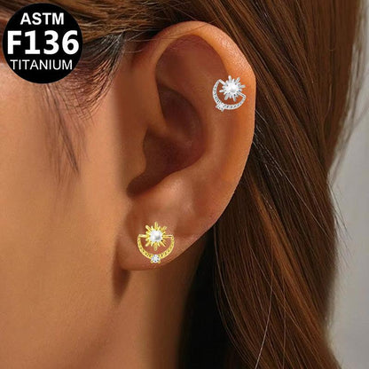 Labret aus Titan mit Sonne-Mond