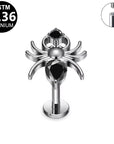 Titan Labret "Black Widow" mit Zirkonia Kristallen - Innengewinde