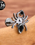 Titan Labret "Black Widow" mit Zirkonia Kristallen - Innengewinde