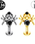Titan Labret "Black Widow" mit Zirkonia Kristallen - Innengewinde