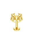 ASTM F136 Titan Labret Gold mit Spinnen Motiv ohne Kristalle, Innengewinde und Flat back 1,2 x 8 millimeter.