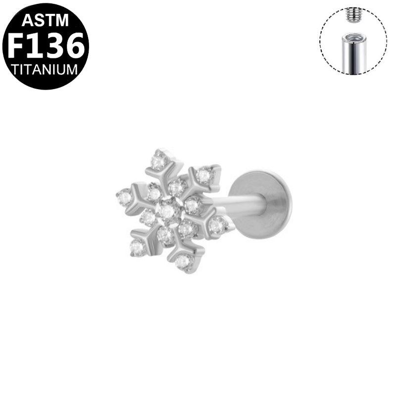 Labret aus TITAN mit Schneeflocke
