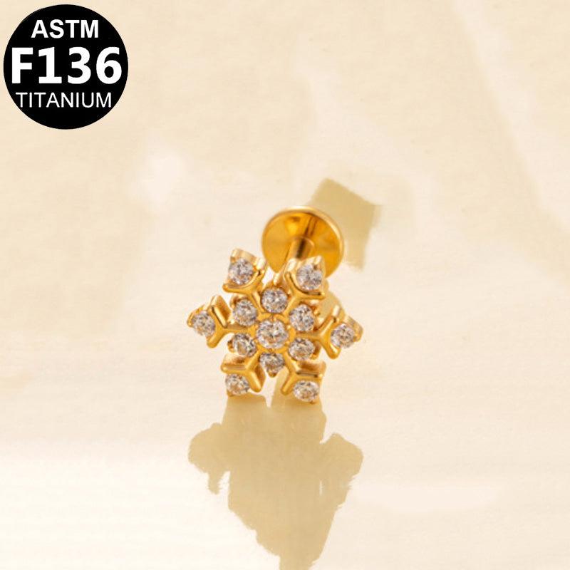 Labret aus TITAN mit Schneeflocke