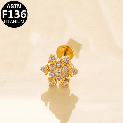 Labret aus TITAN mit Schneeflocke