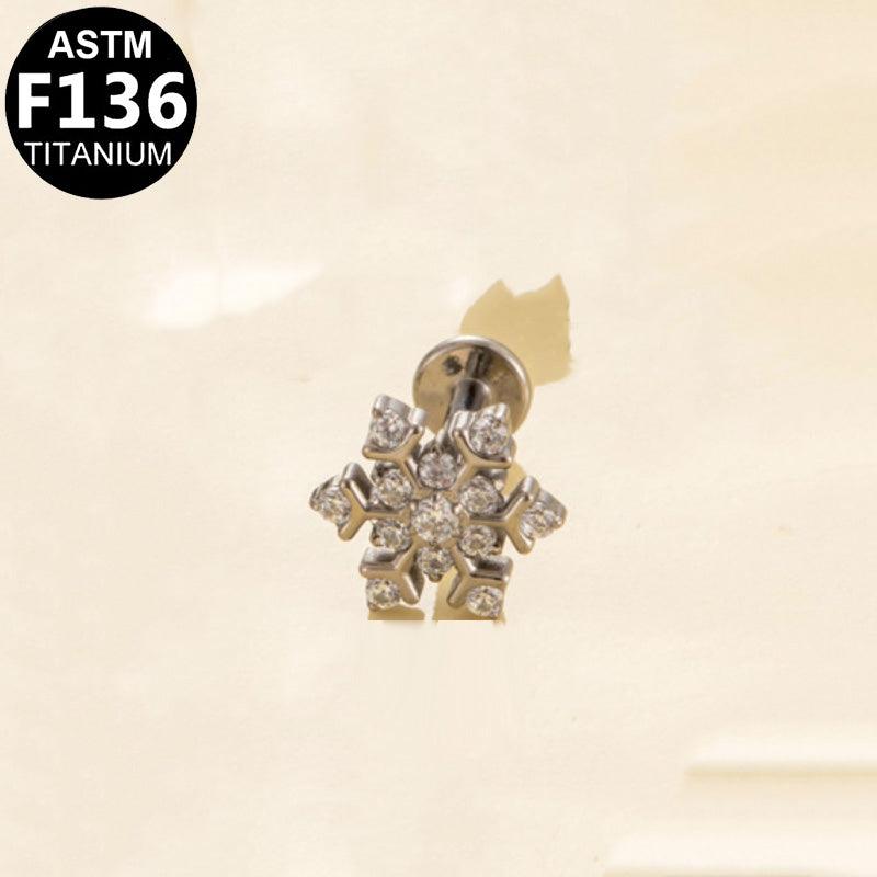 Labret aus TITAN mit Schneeflocke