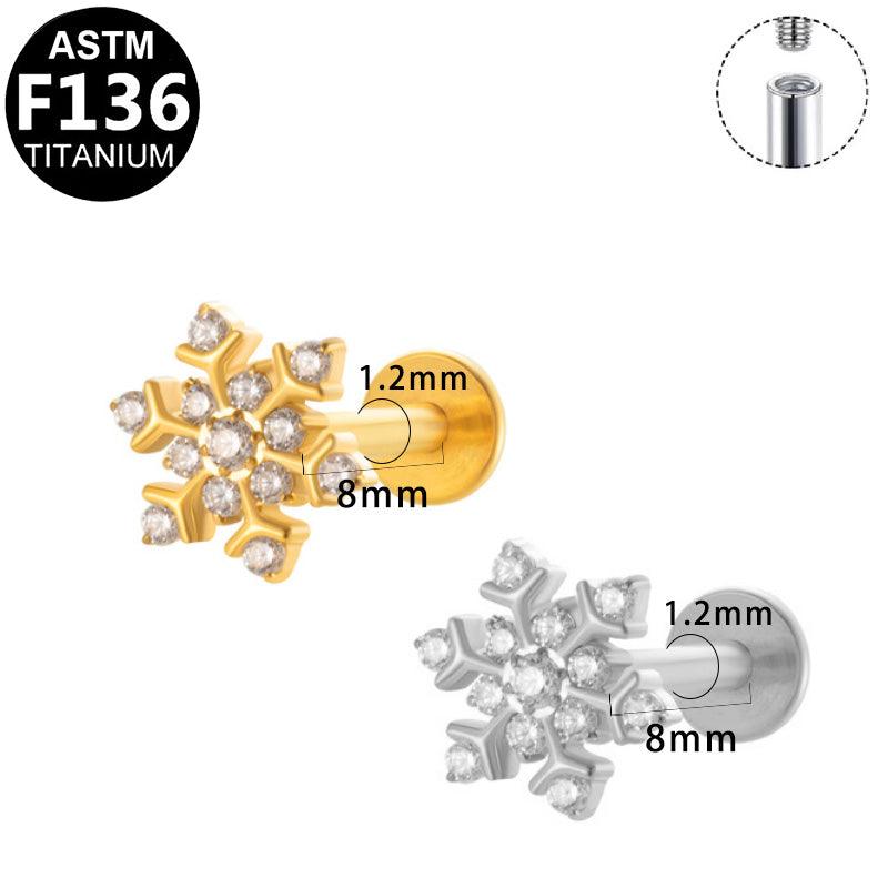 Labret aus TITAN mit Schneeflocke