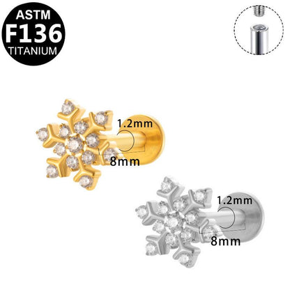Labret aus TITAN mit Schneeflocke