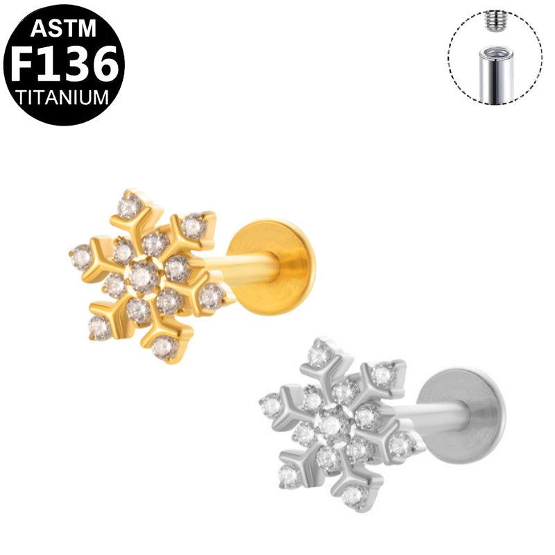 Labret aus TITAN mit Schneeflocke