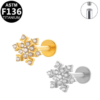 Labret aus TITAN mit Schneeflocke