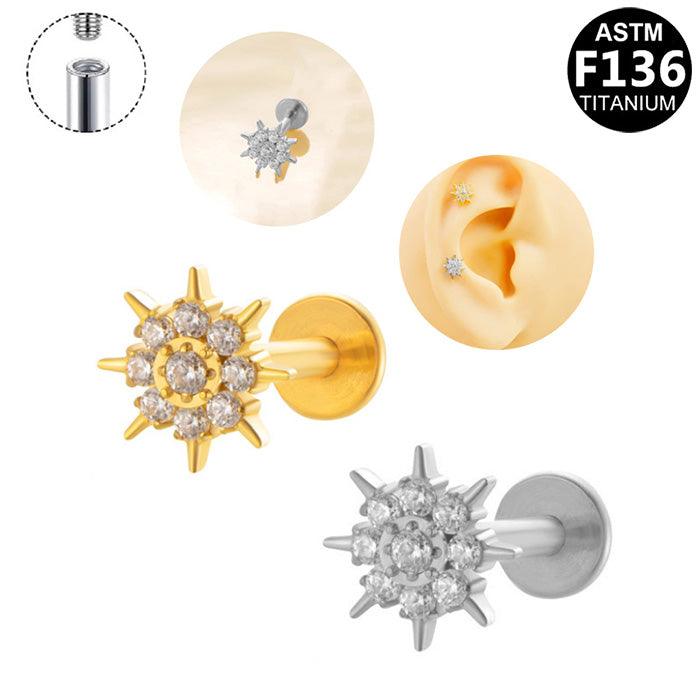 Labret aus TITAN mit Sternen-Aufsatz