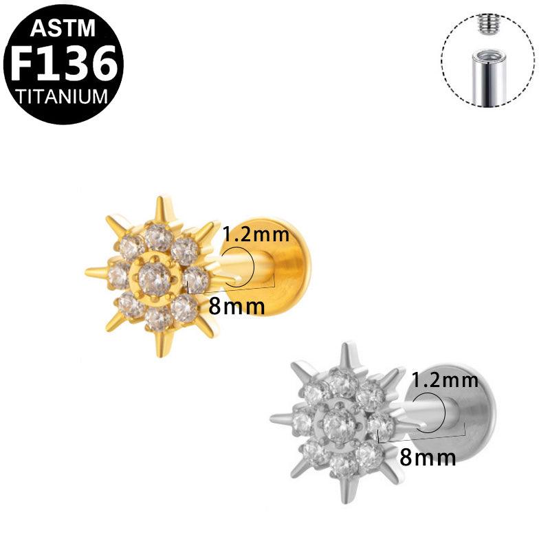 Labret aus TITAN mit Sternen-Aufsatz