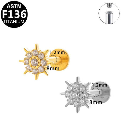 Labret aus TITAN mit Sternen-Aufsatz