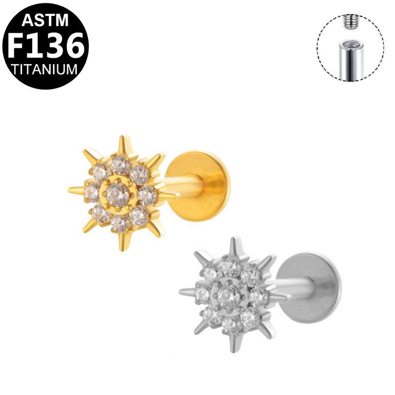 Labret aus TITAN mit Sternen-Aufsatz