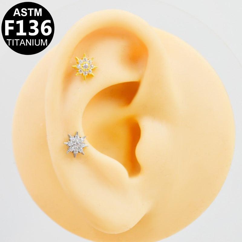 Labret aus TITAN mit Sternen-Aufsatz