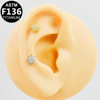 Labret aus TITAN mit Sternen-Aufsatz