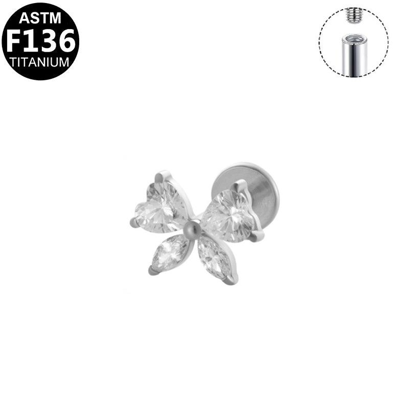 Labret aus TITAN mit Zirkonia-Schmetterling