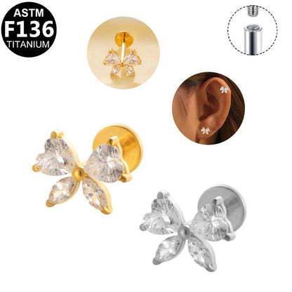 Labret aus TITAN mit Zirkonia-Schmetterling