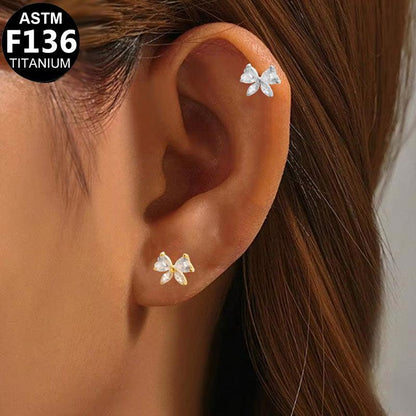 Labret aus TITAN mit Zirkonia-Schmetterling