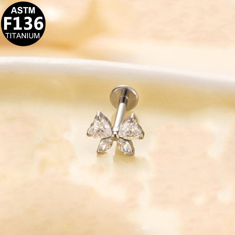 Labret aus TITAN mit Zirkonia-Schmetterling