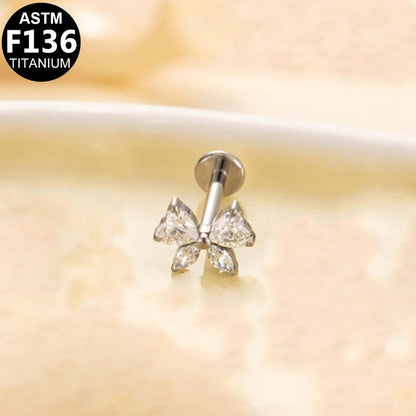 Labret aus TITAN mit Zirkonia-Schmetterling