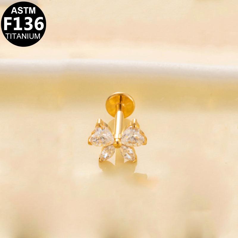 Labret aus TITAN mit Zirkonia-Schmetterling