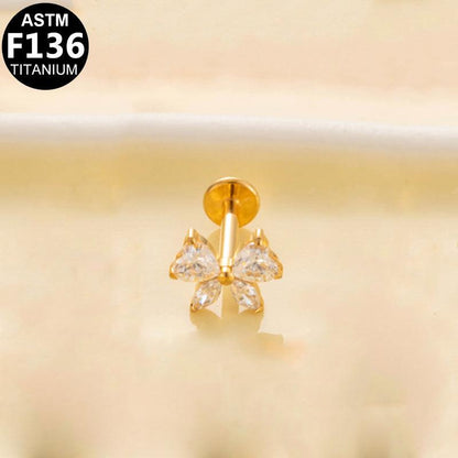 Labret aus TITAN mit Zirkonia-Schmetterling