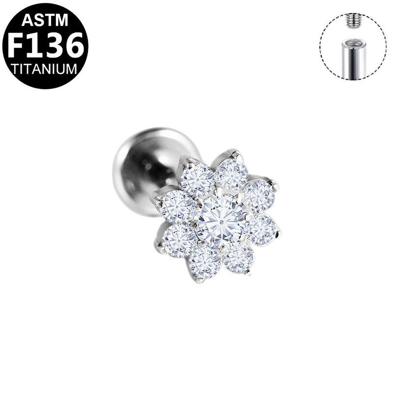 Labret aus TITAN mit Zirkonia-Blüte