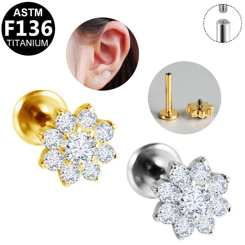 Labret aus TITAN mit Zirkonia-Blüte