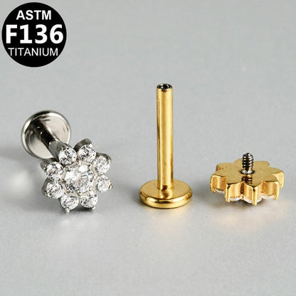 Labret aus TITAN mit Zirkonia-Blüte