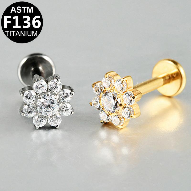Labret aus TITAN mit Zirkonia-Blüte