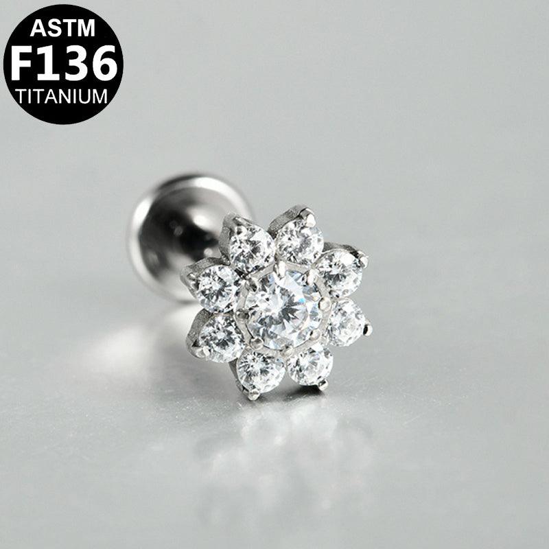 Labret aus TITAN mit Zirkonia-Blüte