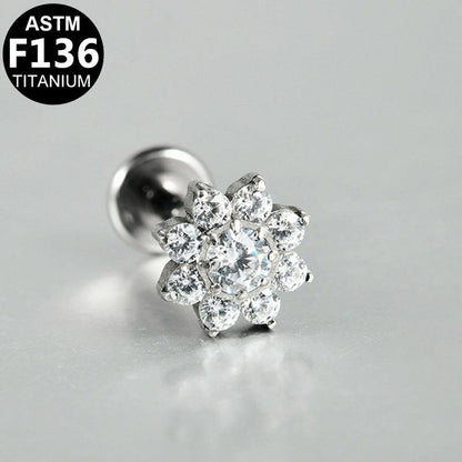 Labret aus TITAN mit Zirkonia-Blüte