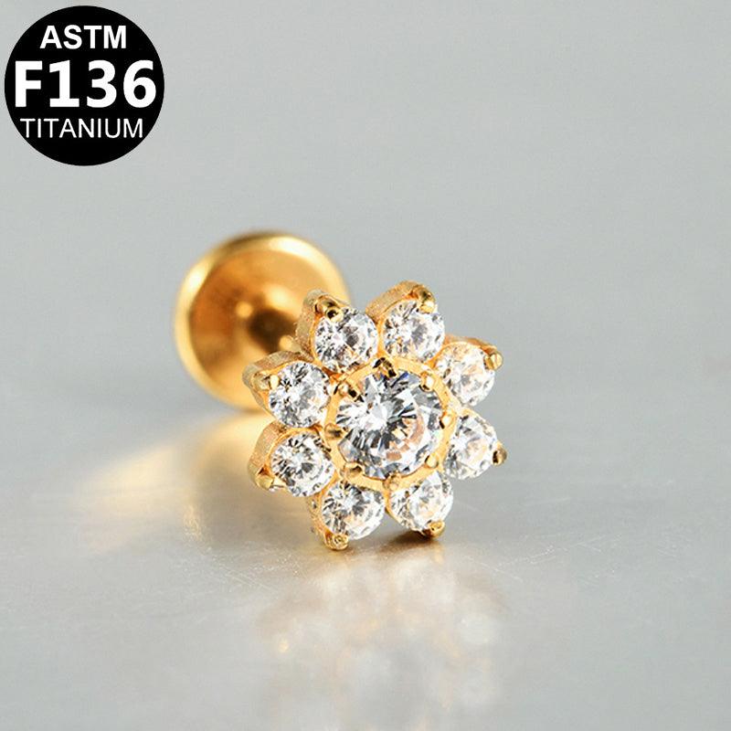 Labret aus TITAN mit Zirkonia-Blüte